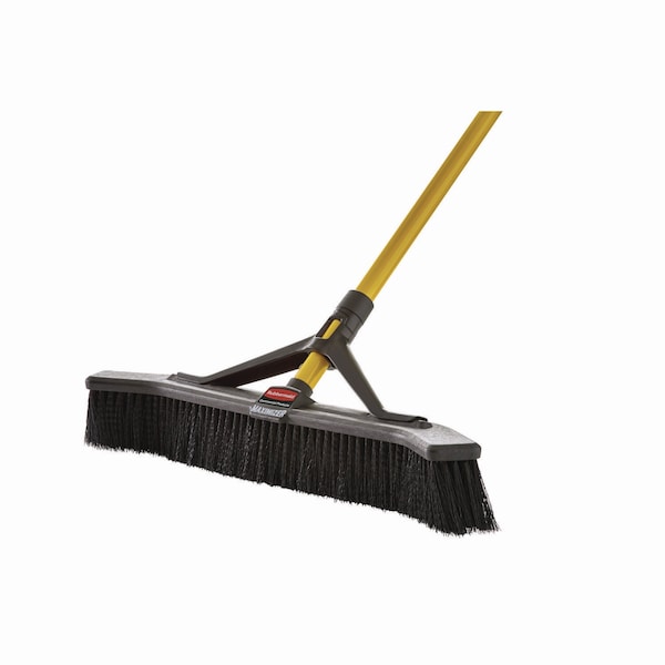 Rubbermaid Commercial Maximizer Push-to-Center Broom, 36", Polyprop Bristles, Yellow/Black - 2018728