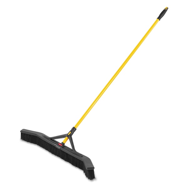 Rubbermaid Commercial Maximizer Push-to-Center Broom, 36", Polyprop Bristles, Yellow/Black - 2018728