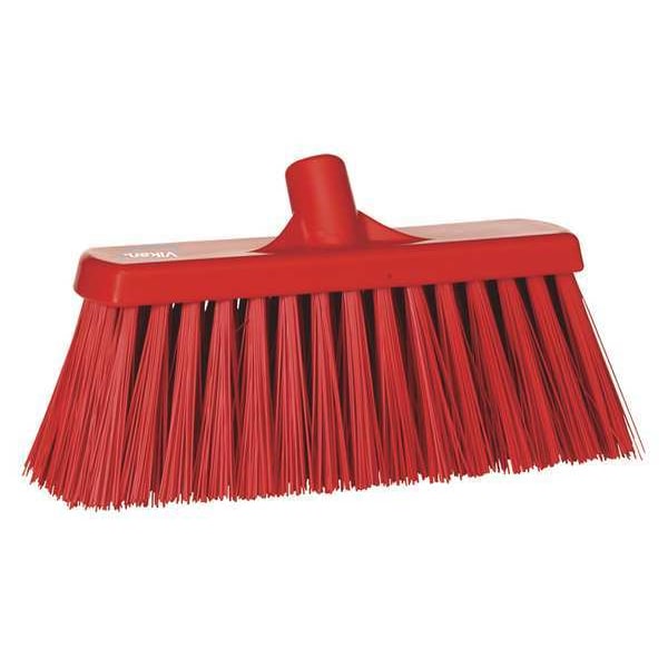 Vikan 11-1/4 in Sweep Face Broom Head, Stiff, Synthetic, Red - 29154