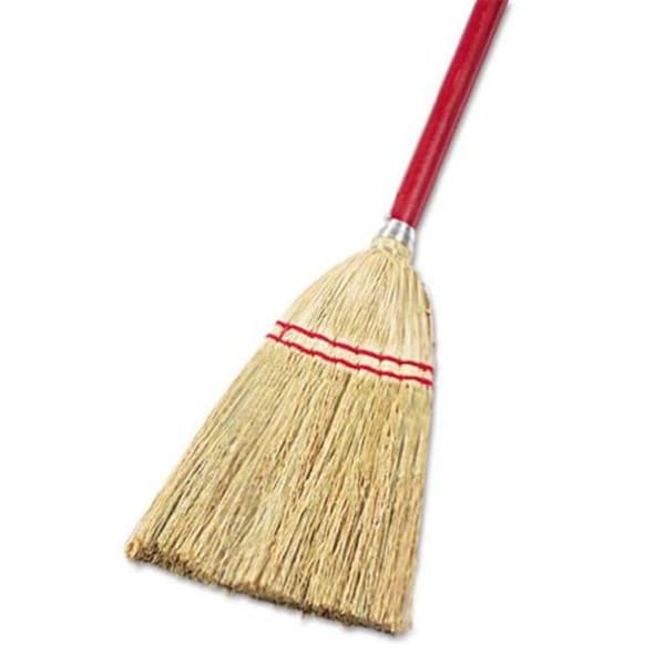 Unisan Lobby/Toy Broom- Corn Fiber Bristles- 39'' Wood Handle- Red/Yellow - 951TEA