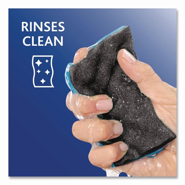 O-Cedar Scrunge Heavy-Duty Sponge, 2.63in x 4.25in, 1in Thick, Black/Blue, 2PK - 148377PK