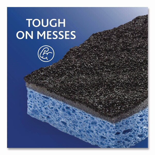 O-Cedar Scrunge Heavy-Duty Sponge, 2.63in x 4.25in, 1in Thick, Black/Blue, 2PK - 148377PK
