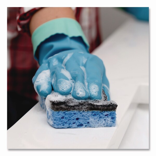 O-Cedar Scrunge Heavy-Duty Sponge, 2.63in x 4.25in, 1in Thick, Black/Blue, 16PK - 148377
