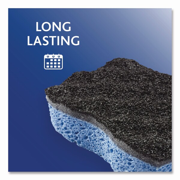 O-Cedar Scrunge Heavy-Duty Sponge, 2.63in x 4.25in, 1in Thick, Black/Blue, 16PK - 148377