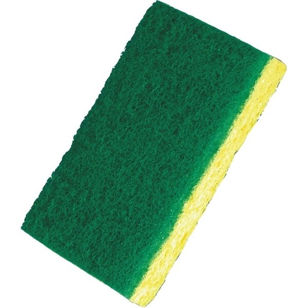Birdwell Scouring Pad, 4-1/2 in L, 2-7/8 in W, Green/Yellow - 369-48