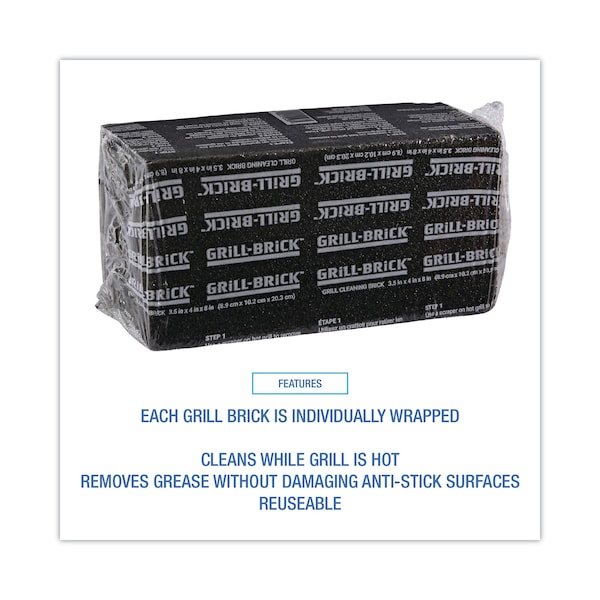 Premiere Pads Grill Brick, 8 x 4, Black, PK12 - PAD GB12 PC