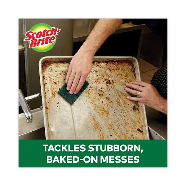 Scotch-Brite Heavy-Duty Scour Pad, 3.8w x 6"L, Green, PK30 - 223