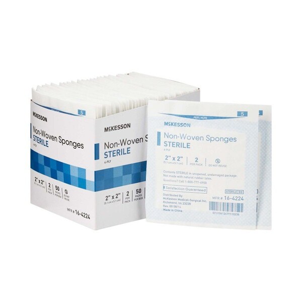 Mckesson Sterile Nonwoven Sponge, 2 x 2 Inch, 100PK - 16-4224