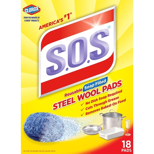 S.O.S. S.O.S Heavy Duty Steel Wool Pads For Multi-Purpose 18 pk - 98021