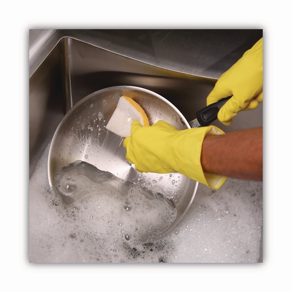 Boardwalk Scrubbing Sponge, Light Duty, 3.6x6.1, 0.7" Thick, Yellow/White, PK20 - 63BWK LD