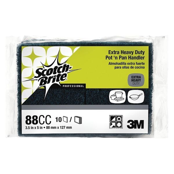 Scotch-Brite Scouring Pad, 5" L x 3-1/2" W, Blue, PK10 - 88CC