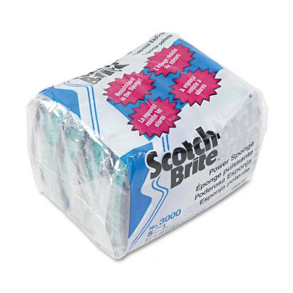 Scotch-Brite Power Sponge- Teal- 2 7/8 x 4 1/2- 5/Pack - SC33219