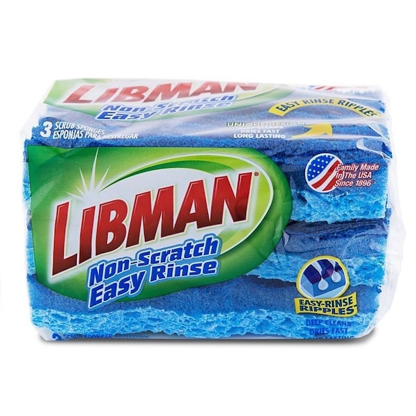 The Libman Co Libman Sponge, 4-1/2 in L, 3 in W, 1 in Thick, Yellow - 1075