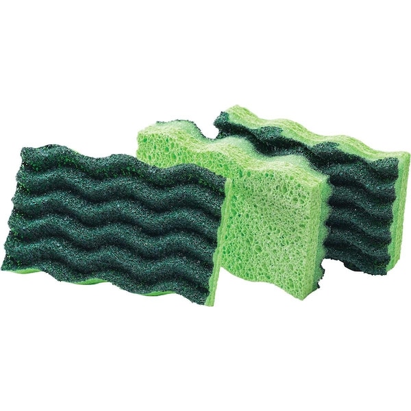 Libman 4.5 In. x 3 In. Yellow & Green Heavy Duty Scrub Heavy Duty Sponge, 3PK - 1077