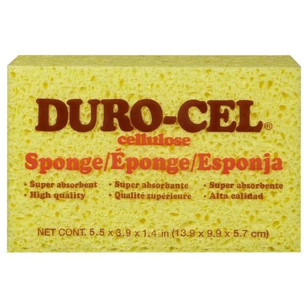 Duro-Cel 03070 Sponge, 6 in L, 4 in W, 1-1/2 in Thick, Cellulose, Yellow - 3070