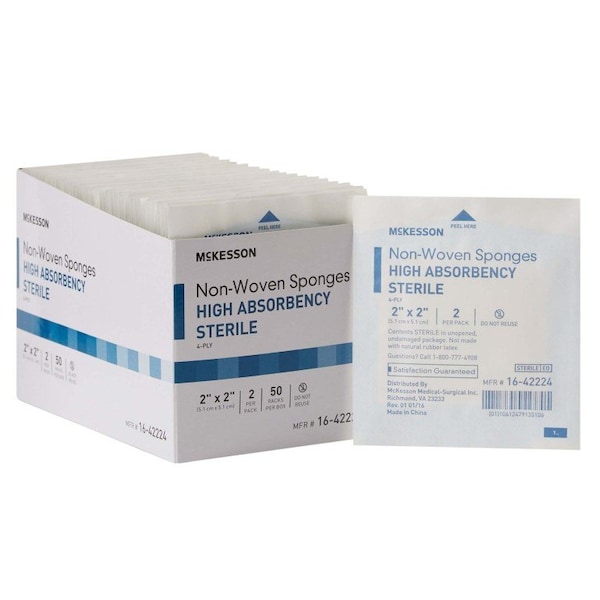 Mckesson Sterile Nonwoven Sponge, 2 x 2 Inch, 3000PK - 16-42224