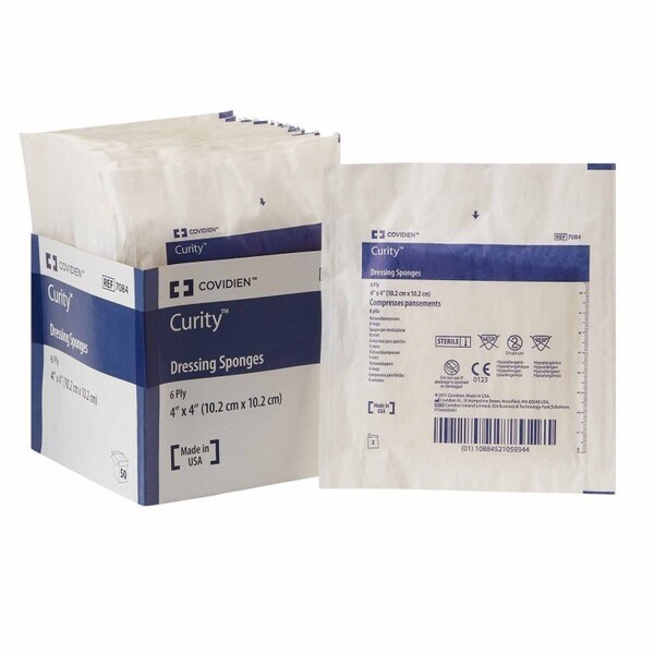 Curity Nonwoven Sponge 4 X 4 Inch, Sterile 6-Ply Square, 50PK - 7084-