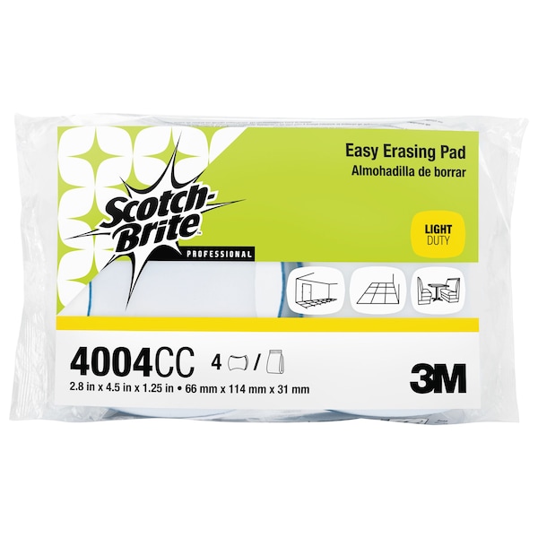 Scotch-Brite Professional Easy Erasing Pad 4004, 2 4/5 x 4 1/2 x 1 1/5, Blue/White, PK12 - 4004CC