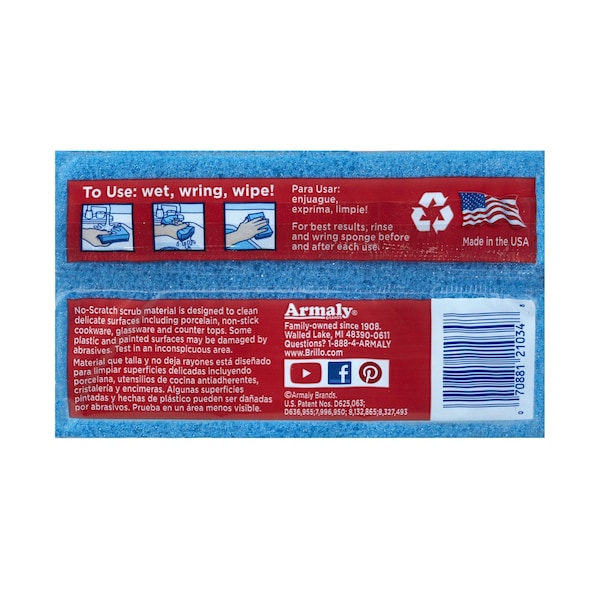 Armaly Brillo Estracell Non-Scratch Scrubber Sponge For Kitchen 4.5 in. L 3 pc - 21034