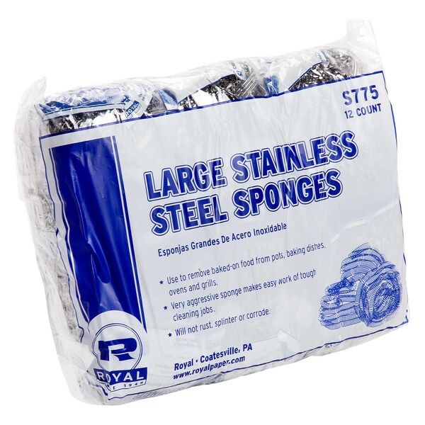 Amercareroyal Royal Large Stainless Steel Sponge, PK72 - S775/6
