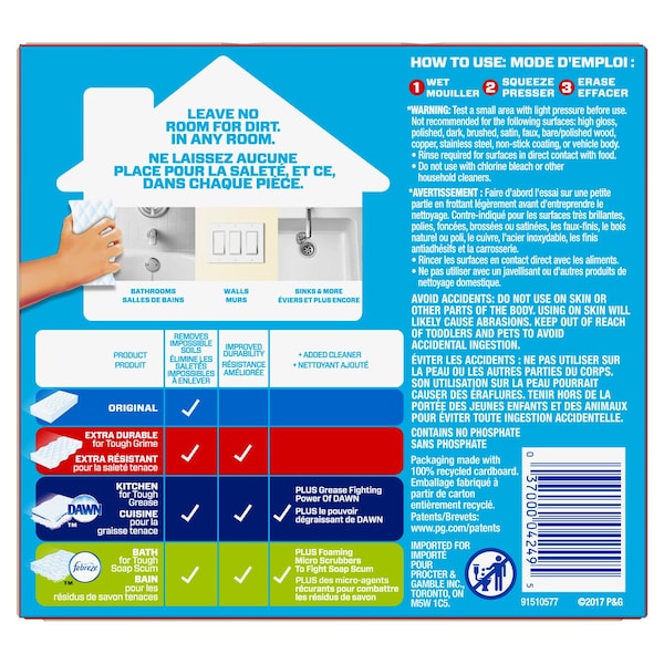9 Elements Mr. Clean Xtra power Heavy Duty Magic Eraser For Multi-Purpose 4.6 in. L 2 pk - 04249