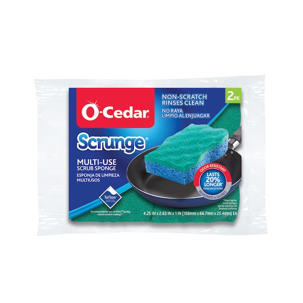 O-Cedar O-Cedar Scrunge Non-Scratch Scrubber Sponge For Multi-Purpose 4.25 in. L 2 pk - 148423