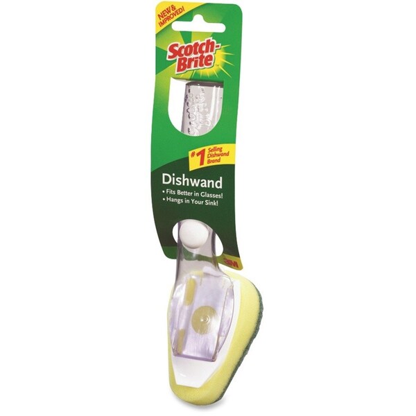 Scotch-Brite Heavy-Duty Soap-Dispensing Dishwand, 2.5" x 9.5", Yellow/Green, PK4 - 650-12