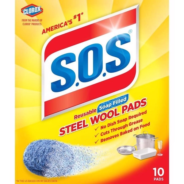 S.O.S. S.O.S Heavy Duty Steel Wool Pads For Multi-Purpose 10 pk - 98032