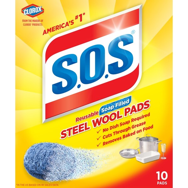 S.O.S. S.O.S Heavy Duty Steel Wool Pads For Multi-Purpose 10 pk - 98032