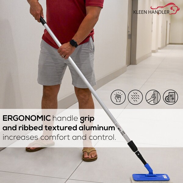 Kleen Handler Cleaning Pad Bundle with Pad Holder & Extension Handle, Heavy Duty & Light Duty Combo - KHMS-SPH-SSCP-MSCP-EH-8FT-1