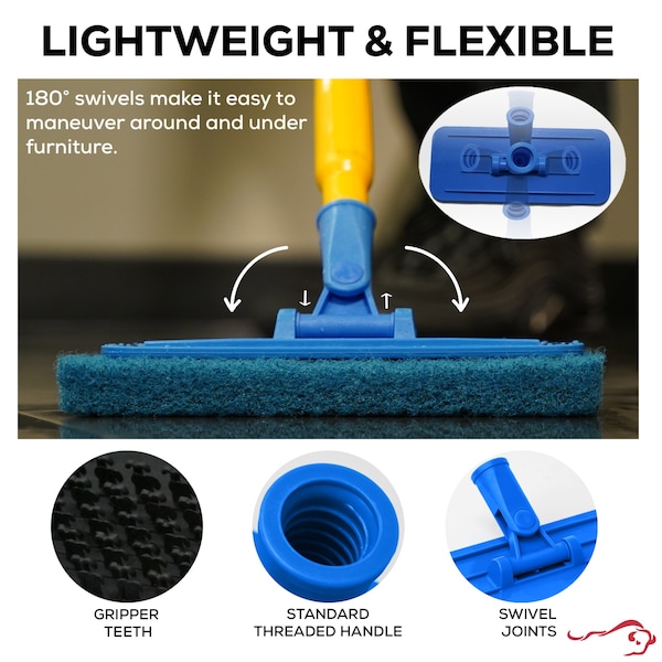Kleen Handler Cleaning Pad Bundle with Pad Holder & Extension Handle, Heavy Duty & Light Duty Combo - KHMS-SPH-SSCP-MSCP-EH-8FT-1