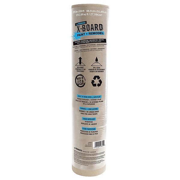 Trimaco Floor Protection, 35 in W x 100 ft L, 22 mil, Paperboard, Brown, Non-Adhesive - 12370