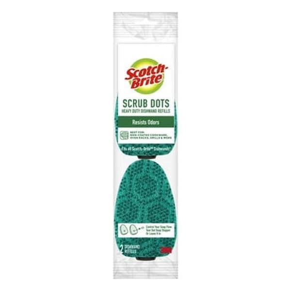 Scotch-Brite 488-2-7 Scrub Dots Sponge, 1.65 in L, 3-1/2 in W, Fiber, Green, 2PK - 488A-2-7