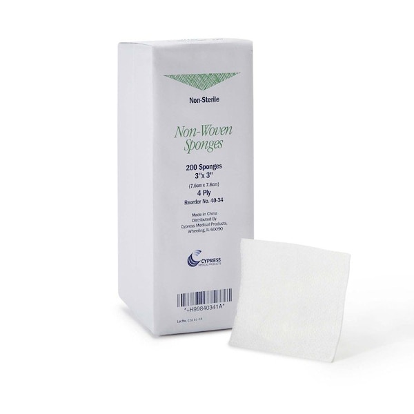 Mckesson Cypress NonSterile Nonwoven Sponge, 3 x 3 Inch, 200PK - 40-34