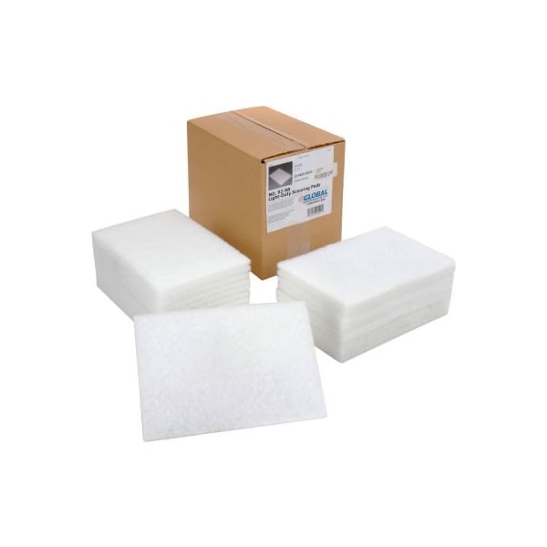 Americo Global Industrial Light Duty Scouring Pads White 6in x 9in - Case of 20 Pads - 670325