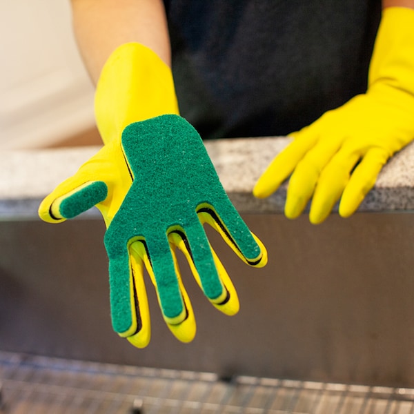 Popular Life Kleen Mitt Glove, Medium Grade Scouring Pad, Green, Right Hand - PL-MS-KMGG-7-RHGL