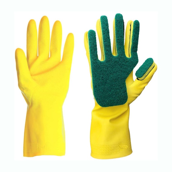 Popular Life Kleen Mitt Glove, Medium Grade Scouring Pad, Green, Right Hand - PL-MS-KMGG-7-RHGL