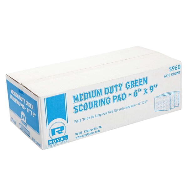 Amercareroyal Royal Medium Duty Green Scouring Pad, PK60 - S960