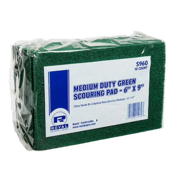 Amercareroyal Royal Medium Duty Green Scouring Pad, PK60 - S960