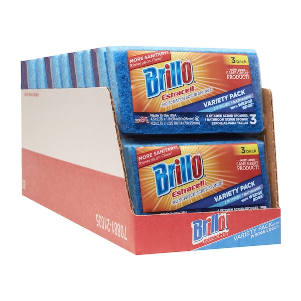 Armaly Brillo Estracell Non-Scratch Scrubber Sponge For Kitchen and Bath 4.5 in. L 3 pc - 21035