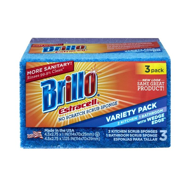 Armaly Brillo Estracell Non-Scratch Scrubber Sponge For Kitchen and Bath 4.5 in. L 3 pc - 21035