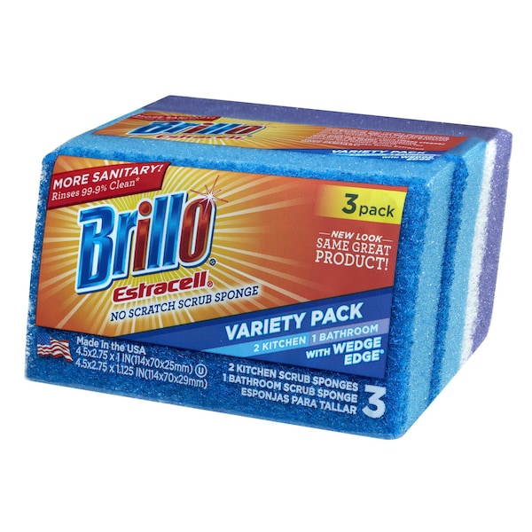 Armaly Brillo Estracell Non-Scratch Scrubber Sponge For Kitchen and Bath 4.5 in. L 3 pc - 21035