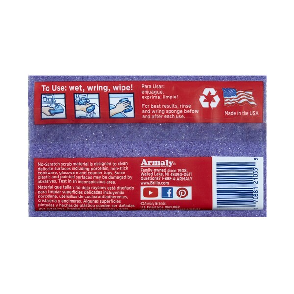 Armaly Brillo Estracell Non-Scratch Scrubber Sponge For Kitchen and Bath 4.5 in. L 3 pc - 21035