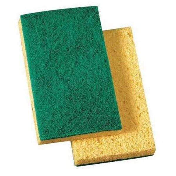 Pinpoint 9.6 x 2.68 in. Synthetic Fiber Scrubber SpongeGreen & Yellow - PI960770