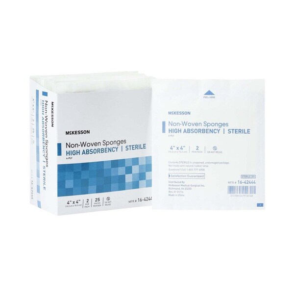 Mckesson Sterile Nonwoven Sponge, 4 x 4 Inch, 1200PK - 16-42444