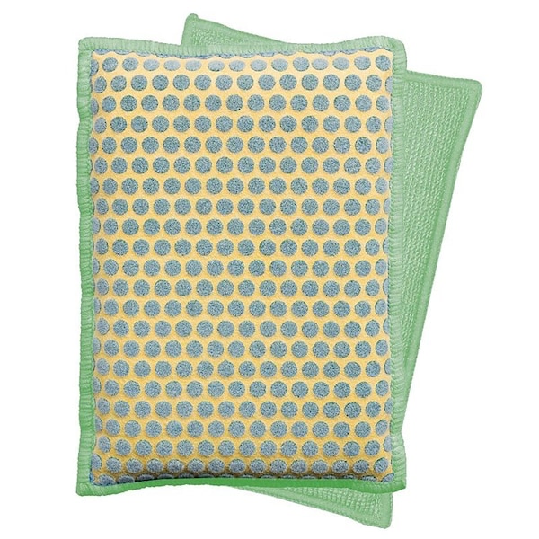 The Libman Co Libman Kitchen and Bath Sponge, 5 in L, 5 in W, 1 in Thick, Microfiber, Green/Yellow - 336