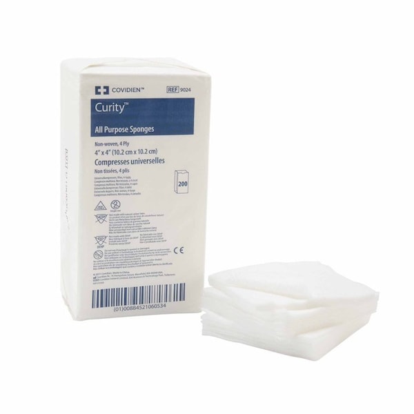 Curity Nonwoven Sponge 4 X 4 Inch 200 per Pack NonSterile 4-Ply Square, 9024, 2000PK - 9024-