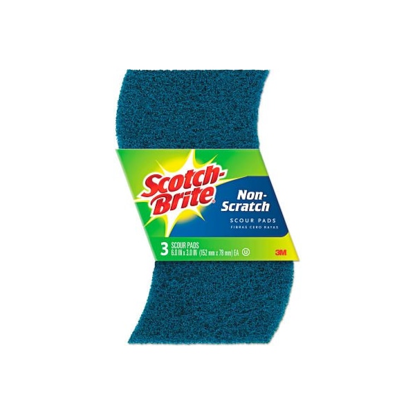 3M Scotch-Brite Non-Scratch Scour Pads, Size 3 X 6, Blue, 10/Carton - 62310