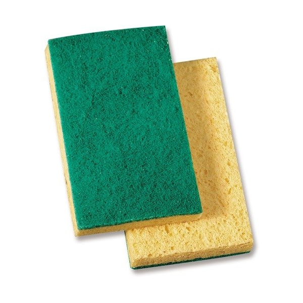 Genuine Joe Genuine Joe Scouring Pad, Medium-duty, 3-1/2inx3-1/2in, GN/YW, 20PK - GJO18389