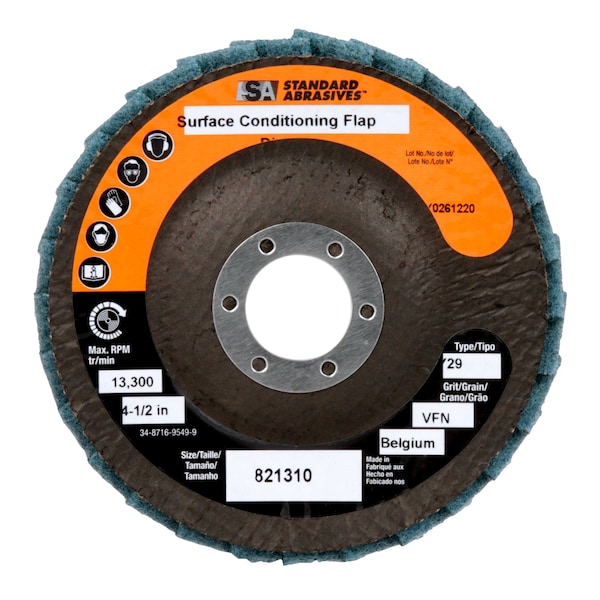 Disco de láminas Standard Abrasives, aletas de tela, 4-1/2x7/8 VFN, paquete de 50 - 7000121835